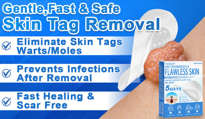 📌 Awzlove® 2-in-1 Microneedle & Hydrocolloid Patch | Raised Moles,Acne,  Flat Warts & Skin Tags Remover | Improves Wrinkles, Scars & Blemishes | Invisible Star Pimple Patches for Face & Body |🌞