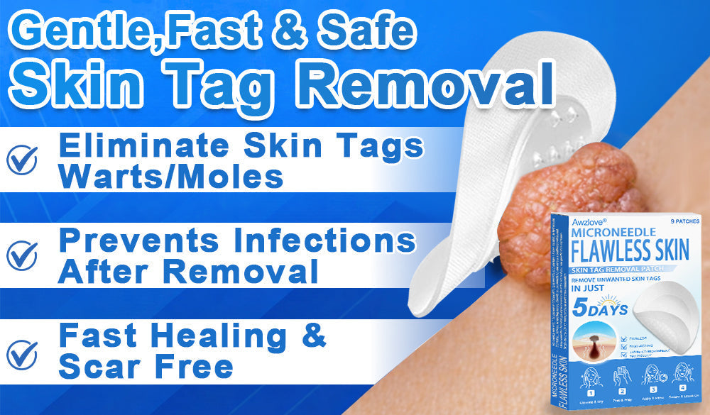 📌 Awzlove® 2-in-1 Microneedle & Hydrocolloid Patch | Raised Moles,Acne,  Flat Warts & Skin Tags Remover | Improves Wrinkles, Scars & Blemishes | Invisible Star Pimple Patches for Face & Body 💯