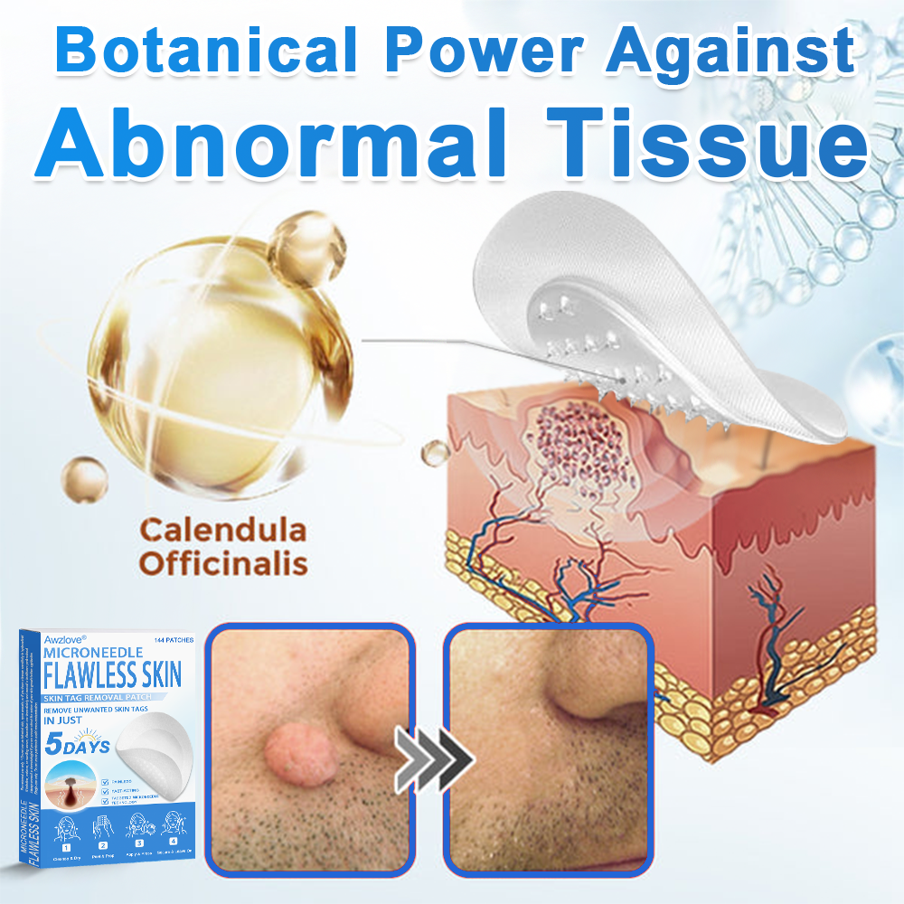 📌 Awzlove® 2-in-1 Microneedle & Hydrocolloid Patch | Raised Moles,Acne,  Flat Warts & Skin Tags Remover | Improves Wrinkles, Scars & Blemishes | Invisible Star Pimple Patches for Face & Body |🎀