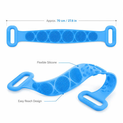 💦 Healrize®  27.6" Dual-Sided Silicone Back Scrubber — Extra-Long Flexible Bath Strap with Easy-Grip Handles🥕