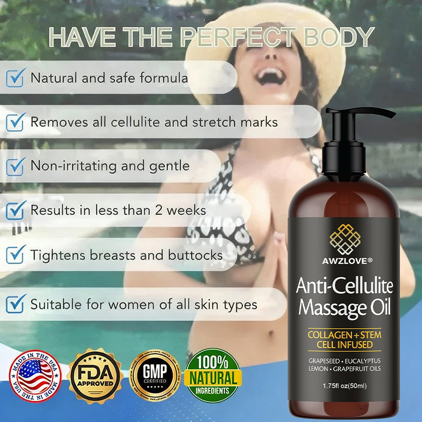 Awzlove® Luxurious Collagen & Stem Cell Anti-Cellulite Massage Oil🎉 (🔥80% Off for a Limited Time!) 💜