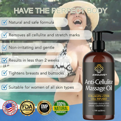 Awzlove® Luxurious Collagen & Stem Cell Anti-Cellulite Massage Oil🎉 (🔥80% Off for a Limited Time!) 💜