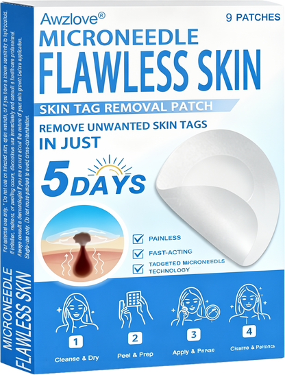 📌 Awzlove® 2-in-1 Microneedle & Hydrocolloid Patch | Raised Moles,Acne,  Flat Warts & Skin Tags Remover | Improves Wrinkles, Scars & Blemishes | Invisible Star Pimple Patches for Face & Body |🎀