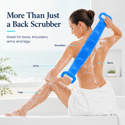 💦 Healrize®  27.6" Dual-Sided Silicone Back Scrubber — Extra-Long Flexible Bath Strap with Easy-Grip Handles🥕