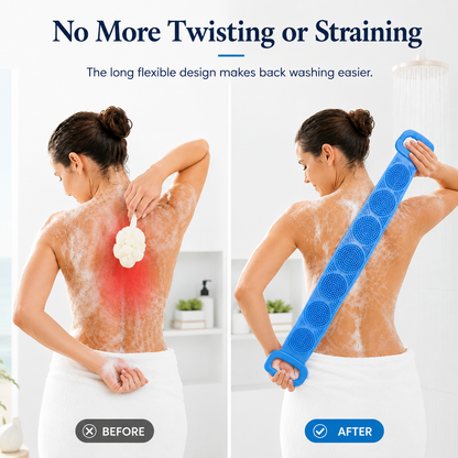 💦 Healrize®  27.6" Dual-Sided Silicone Back Scrubber — Extra-Long Flexible Bath Strap with Easy-Grip Handles🥕