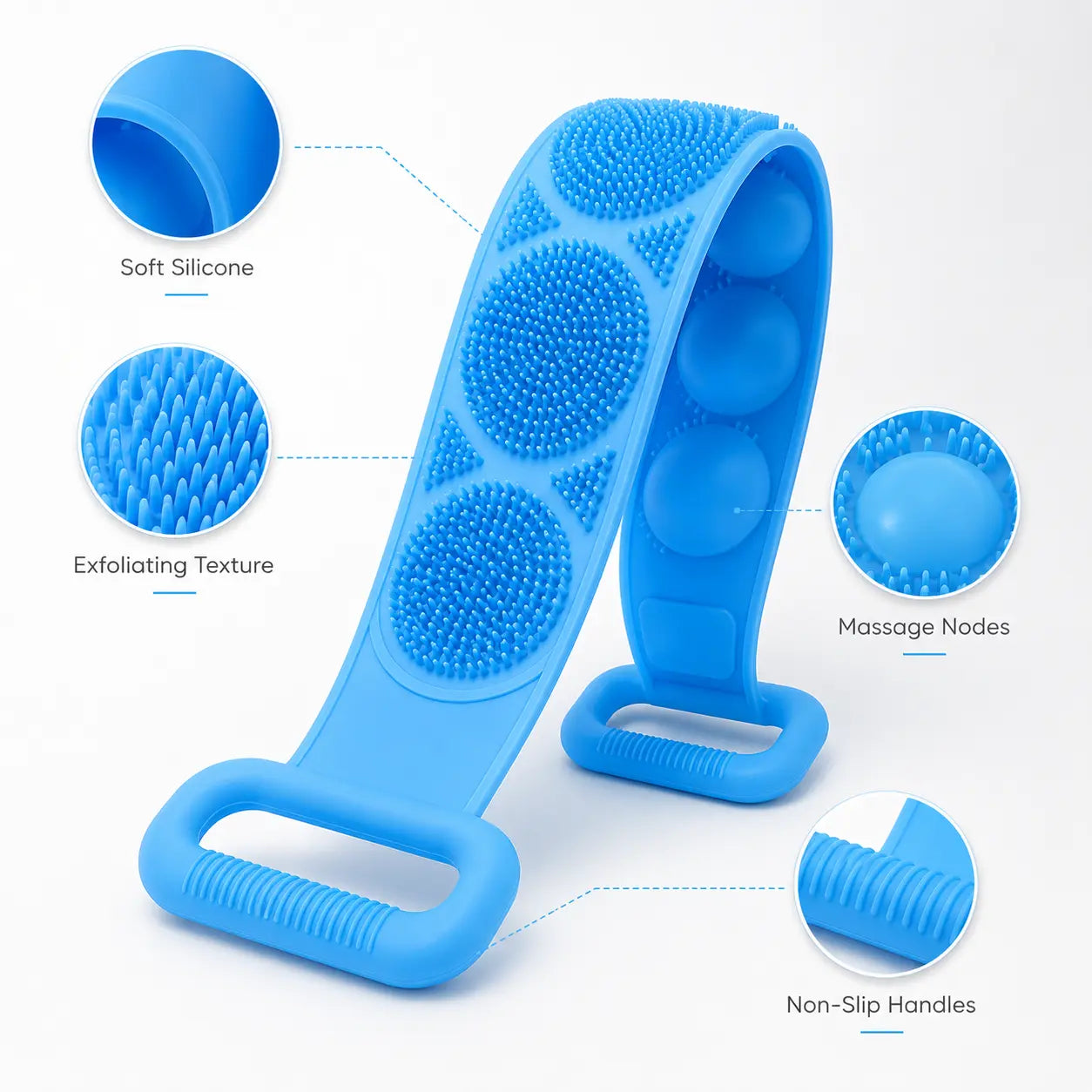 💦 Healrize®  27.6" Dual-Sided Silicone Back Scrubber — Extra-Long Flexible Bath Strap with Easy-Grip Handles🥕